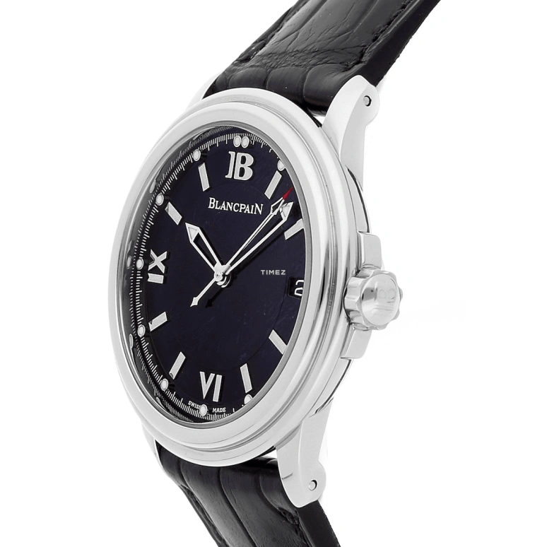 Blancpain,Léman 38mm,38mm,Stainless Steel,Black,Sapphire,Crystal Glass,Closed,2100,2100-1130A-64B