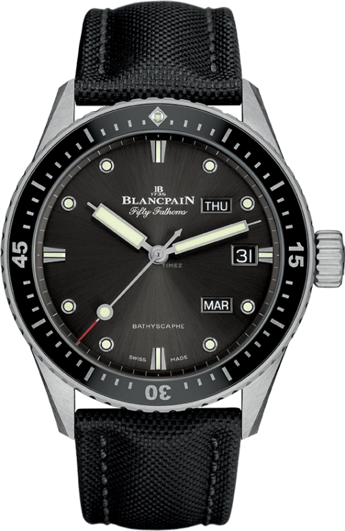 Blancpain,Fifty Fathoms 43mm,43mm,Stainless Steel,Grey,Automatic,Month,Date,Day,5071,5071-1110-B52A