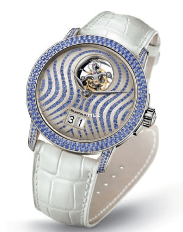 Blancpain,Ladybird 38mm,38mm,White Gold,Blue,Automatic,Day,Tourbillon,2826C,2826C-4963-55B