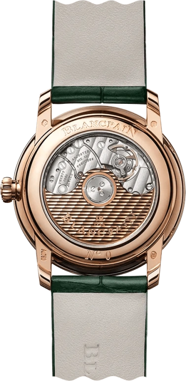 Blancpain,Villeret 33.20mm,33.20mm,Red Gold,Green,Automatic,Moonphase,Day,6126 2953 55B
