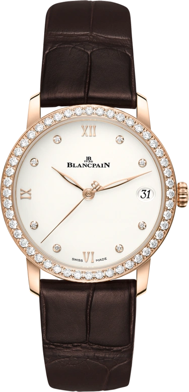 Blancpain,Villeret 33.20mm,33.20mm,Red Gold,White,Automatic,Day,100hours,6127,6127-2987-55