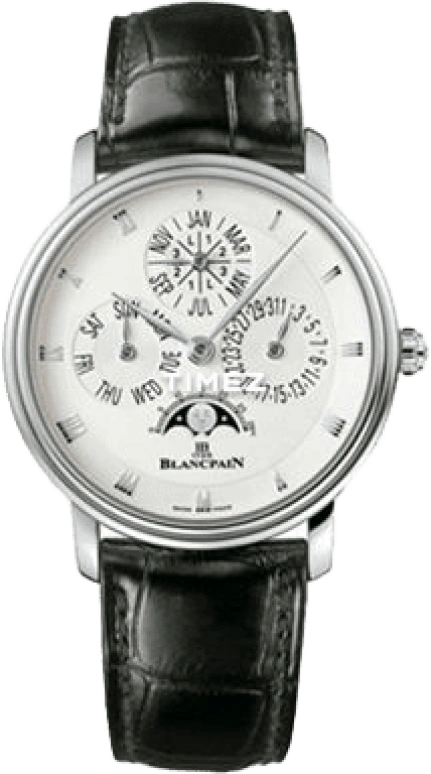 Blancpain,Léman 38mm,38mm,White Gold,White,Automatic,Moonphase,Perpetual Calendar,Leap Year,Month,100hours,In-house Caliber,6057,6057-3442-55B