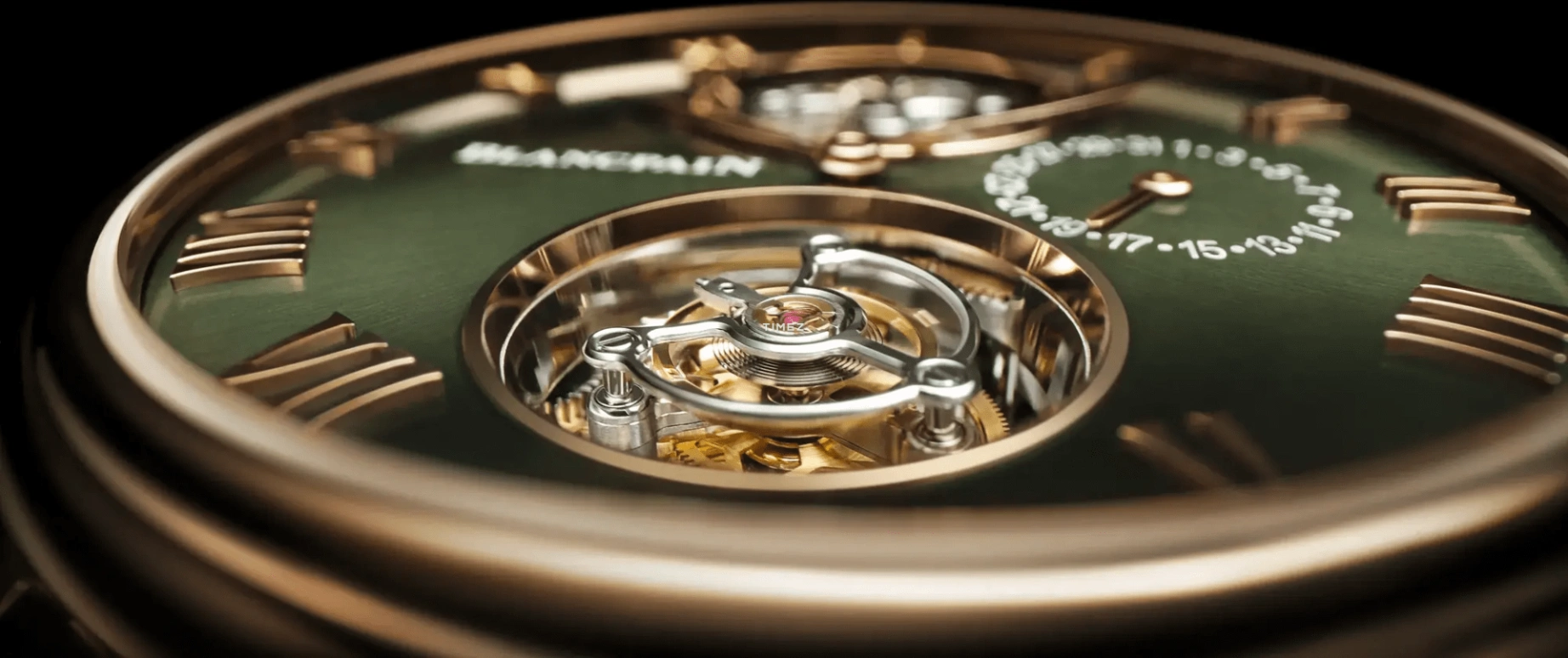 Blancpain,Villeret 44.60mm,44.60mm,Red Gold,Green,Automatic,Day,Tourbillon,2322 3653 55B