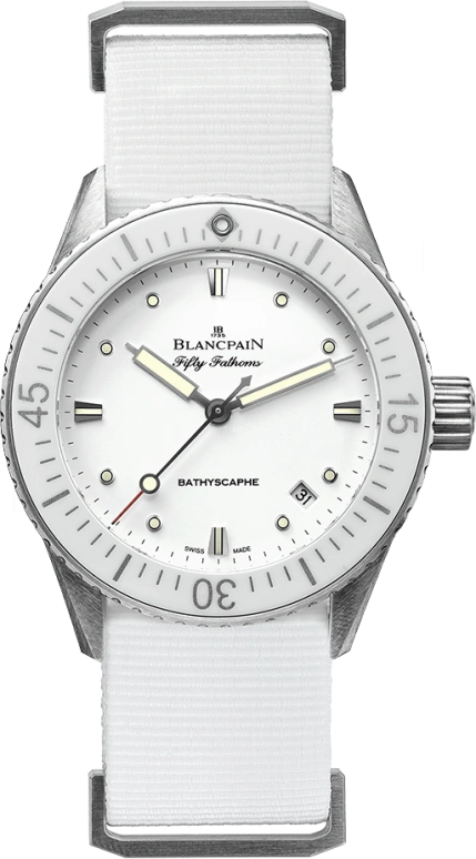 Blancpain,Fifty Fathoms 38mm,38mm,Stainless Steel,White,Automatic,Date,100hours,5100,5100-1127-NAWA