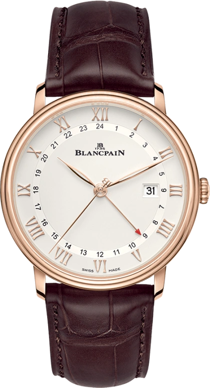 Blancpain,Villeret 40mm,40mm,Red Gold,Silver,Automatic,Date,72hours,6662,6662-3642-55