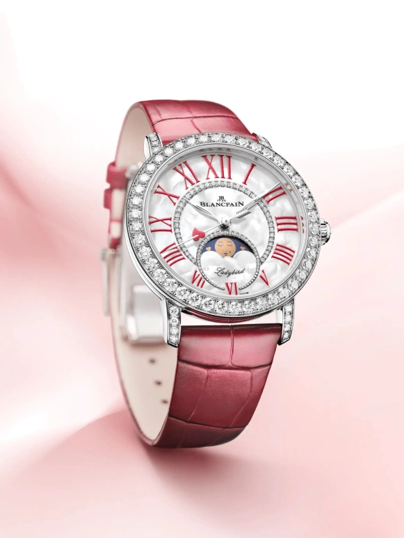 Blancpain,Ladybird 34.90mm,34.90mm,White Gold,Silver White,White,Automatic,Moonphase,100hours,3662C 1954 55B