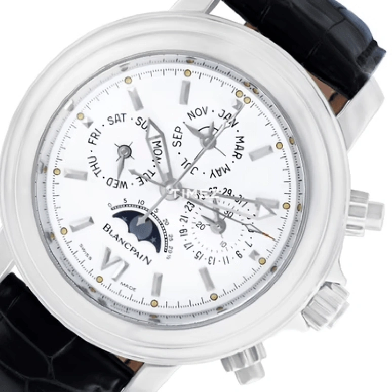 Blancpain,Le Brassus 42mm,42mm,Platinum,Silver White,Automatic,Chronograph,Moonphase,Perpetual Calendar,Month,In-house Caliber,Sapphire,Crystal Glass,1735,1735-3442-55