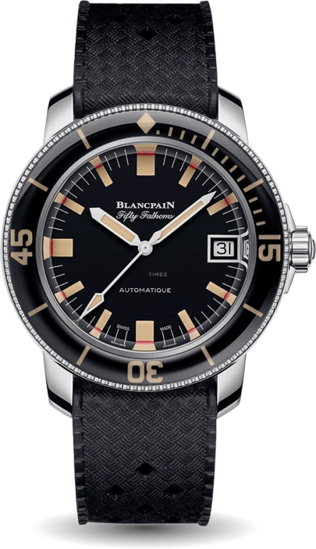 Blancpain,Fifty Fathoms 40.30mm,40.30mm,Stainless Steel,Black,Automatic,Date,100hours,5008B,5008B-1130-B52A