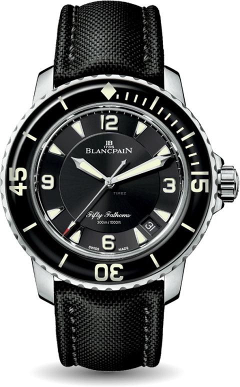 Blancpain,Fifty Fathoms 45mm,45mm,Stainless Steel,Black,Automatic,Day,Anti-magnetic,5015,5015-1130-52A