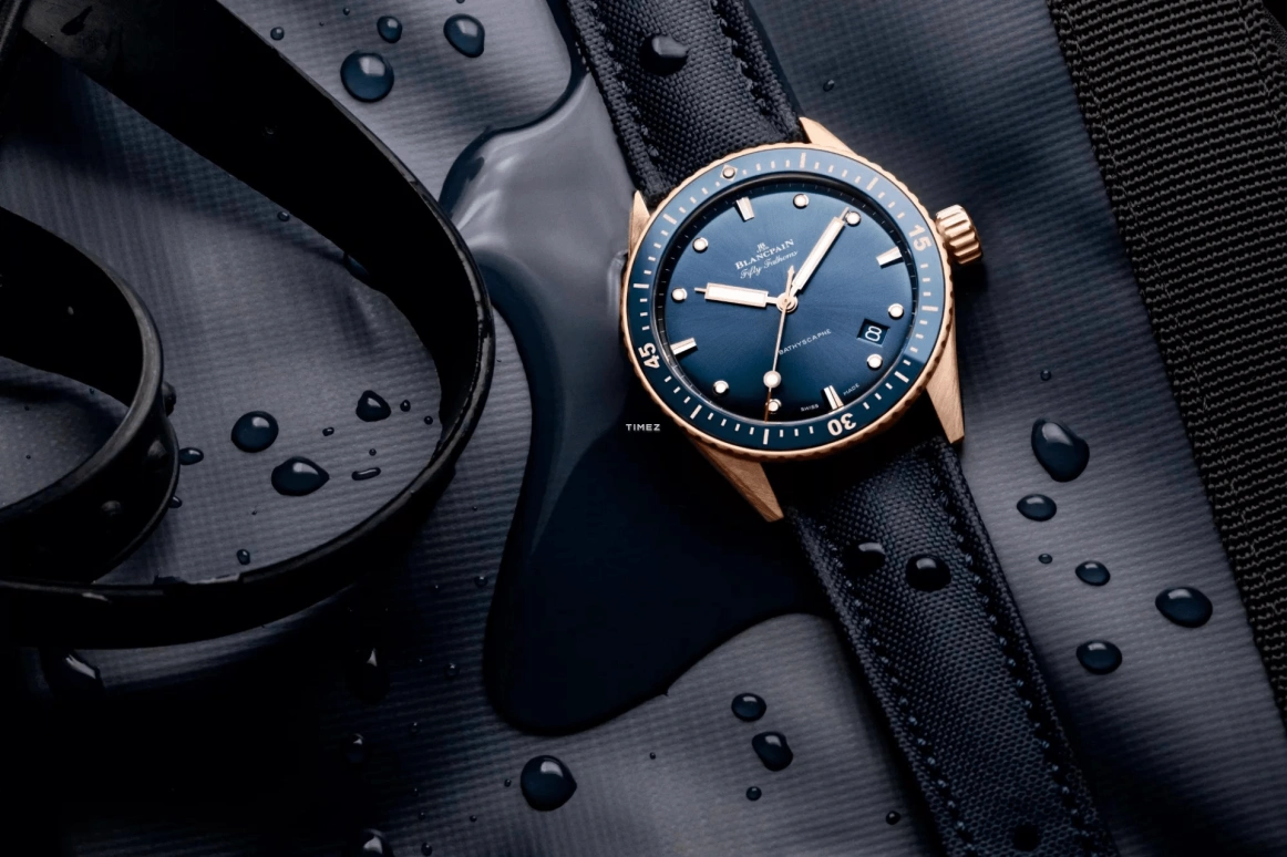 Blancpain,Fifty Fathoms 43mm,43mm,Sedna Gold,Blue,Gradient,Automatic,Day,120hours,5000,5000-36S40-O52B