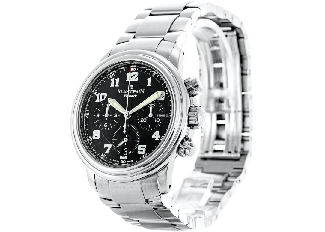 Blancpain,Léman 38mm,38mm,Stainless Steel,Black,Automatic,Chronograph,Day,2185F,2185F-1130-71