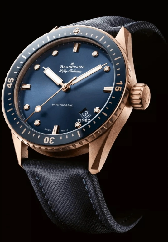 Blancpain,Fifty Fathoms 43mm,43mm,Sedna Gold,Blue,Gradient,Automatic,Day,120hours,5000,5000-36S40-O52B