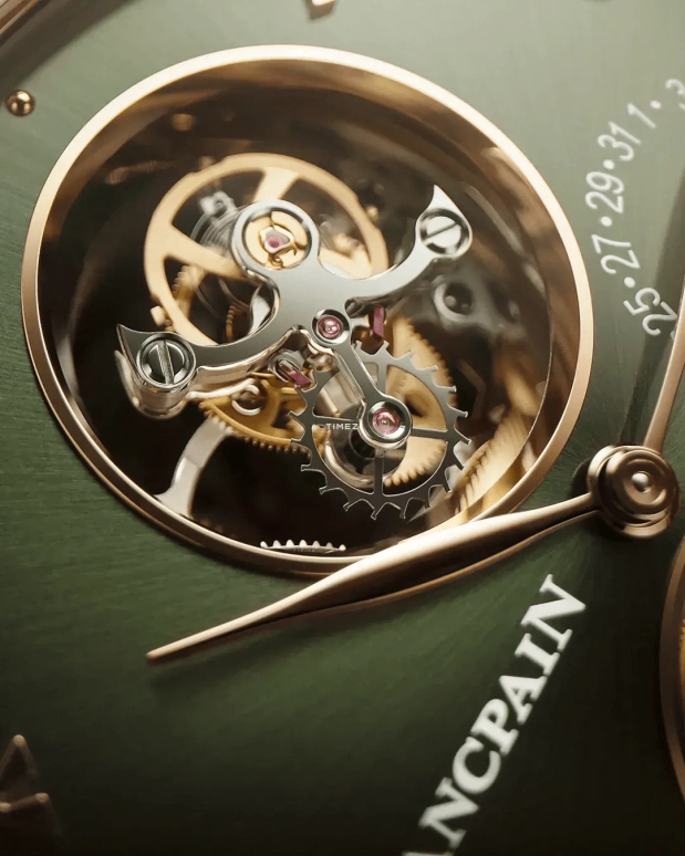 Blancpain,Villeret 44.60mm,44.60mm,Red Gold,Green,Automatic,Day,Tourbillon,2322 3653 55B