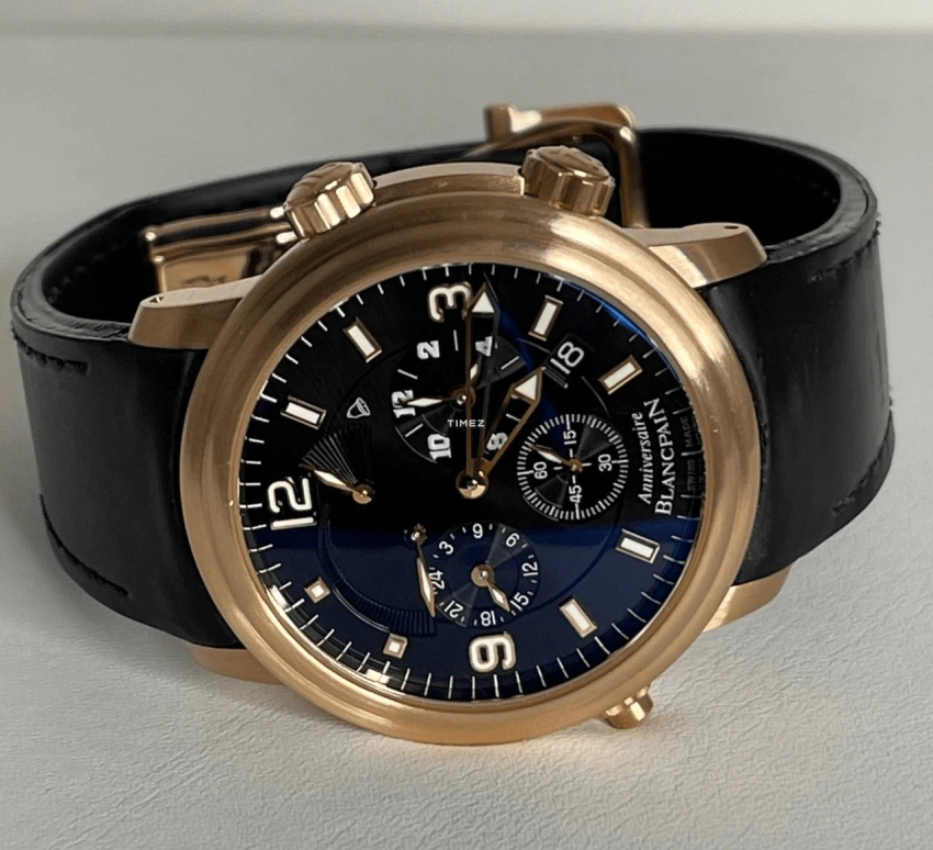 Blancpain,Léman 40mm,40mm,Rose Gold,Black,Automatic,Day,Power Reserve Indicator,Dule Time,Alarm,40hours,In-house Caliber,2041B,2041B-3630-64B