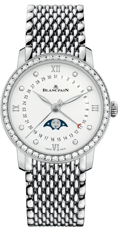 Blancpain,Ladybird 33.20mm,33.20mm,Stainless Steel,White,In-house Caliber,Sapphire,Crystal Glass,6126,6126-4628-MMB