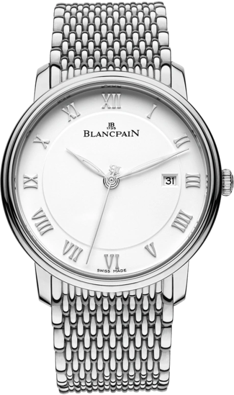 Blancpain,Villeret 40mm,40mm,Stainless Steel,White,Automatic,Date,100hours,6651,6651-1127-MMB