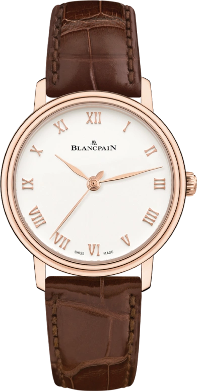 Blancpain,Villeret 29mm,29mm,Rose Gold,Silver White,In-house Caliber,Sapphire,Crystal Glass,6104,6104-3642-55A