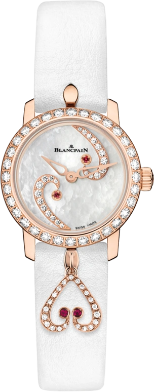 Blancpain,Ladybird 21.50mm,21.50mm,Rose Gold,White,Automatic,38hours,In-house Caliber,0063A,0063A-2954-63A