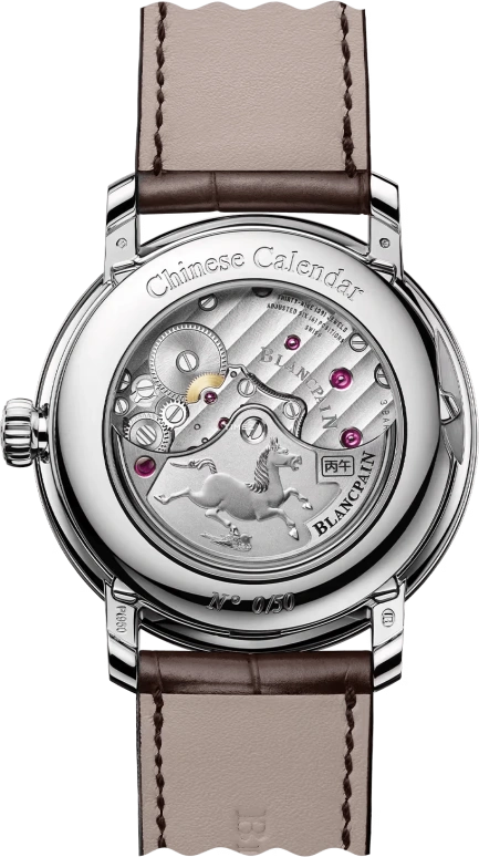 Blancpain,Villeret 42.50mm,42.50mm,Platinum,Salmon,Automatic,Moonphase,Perpetual Calendar,Month,Day,168hours,In-house Caliber,0888 3432E 55B