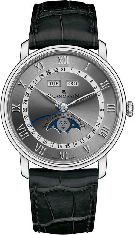 Blancpain,Villeret 40mm,40mm,Stainless Steel,Grey,Automatic,Moonphase,Month,Date,Day,72hours,In-house Caliber,6654,6654-1113-55B