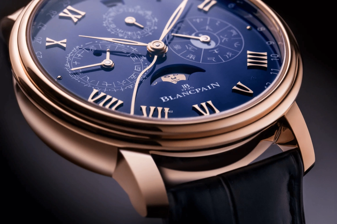 Blancpain,Villeret 45.20mm,45.20mm,Red Gold,Blue,Automatic,Moonphase,Perpetual Calendar,Leap Year,Month,168hours,In-house Caliber,0888,0888-3632B-55B