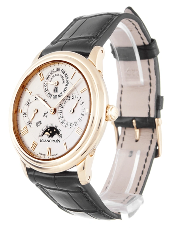 Blancpain,Villeret 38mm,38mm,Rose Gold,White,Automatic,Moonphase,Perpetual Calendar,Annual Calendar,Month,Sapphire,Crystal Glass,Round,6056,6056-3642A-55