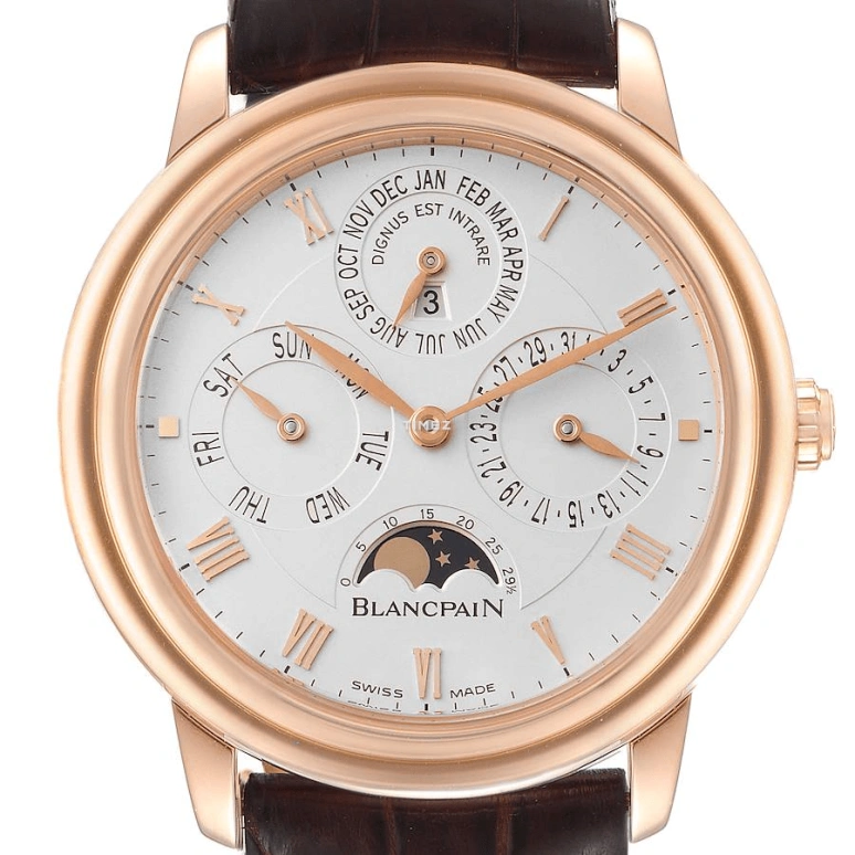 Blancpain,Villeret 38mm,38mm,Rose Gold,White,Automatic,Moonphase,Perpetual Calendar,Annual Calendar,Month,Sapphire,Crystal Glass,Round,6056,6056-3642A-55