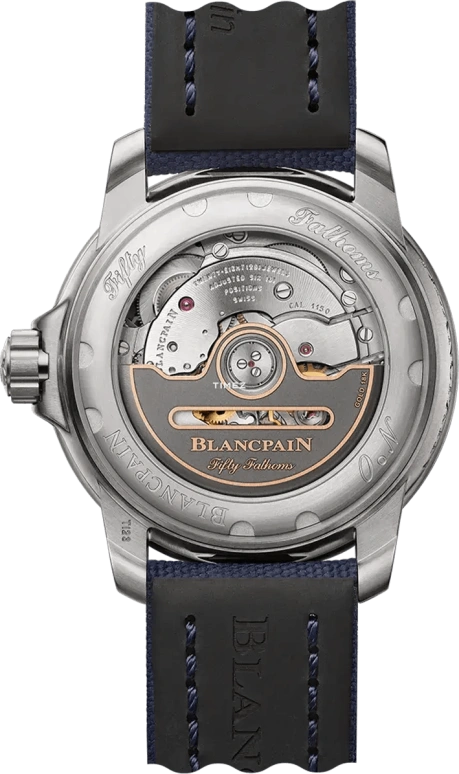 Blancpain,Fifty Fathoms 38.20mm,38.20mm,Titanium,Sapphire,Blue,Automatic,Day,100hours,5007,5007-12B40-O52B