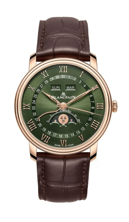 Blancpain,Villeret 40mm,40mm,Rose Gold,Green,Automatic,Moonphase,Month,Date,Day,72hours,In-house Caliber,6654,6654-3653-55B