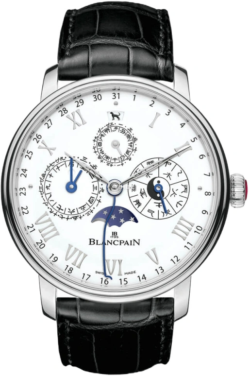 Blancpain,Villeret 45mm,45mm,Platinum,White,Automatic,168hours,In-house Caliber,0888F,0888F-3431-55B