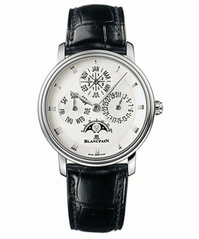 Blancpain,Léman 38mm,38mm,White Gold,White,Automatic,Moonphase,Perpetual Calendar,Leap Year,Month,100hours,In-house Caliber,6057,6057-3442-55B