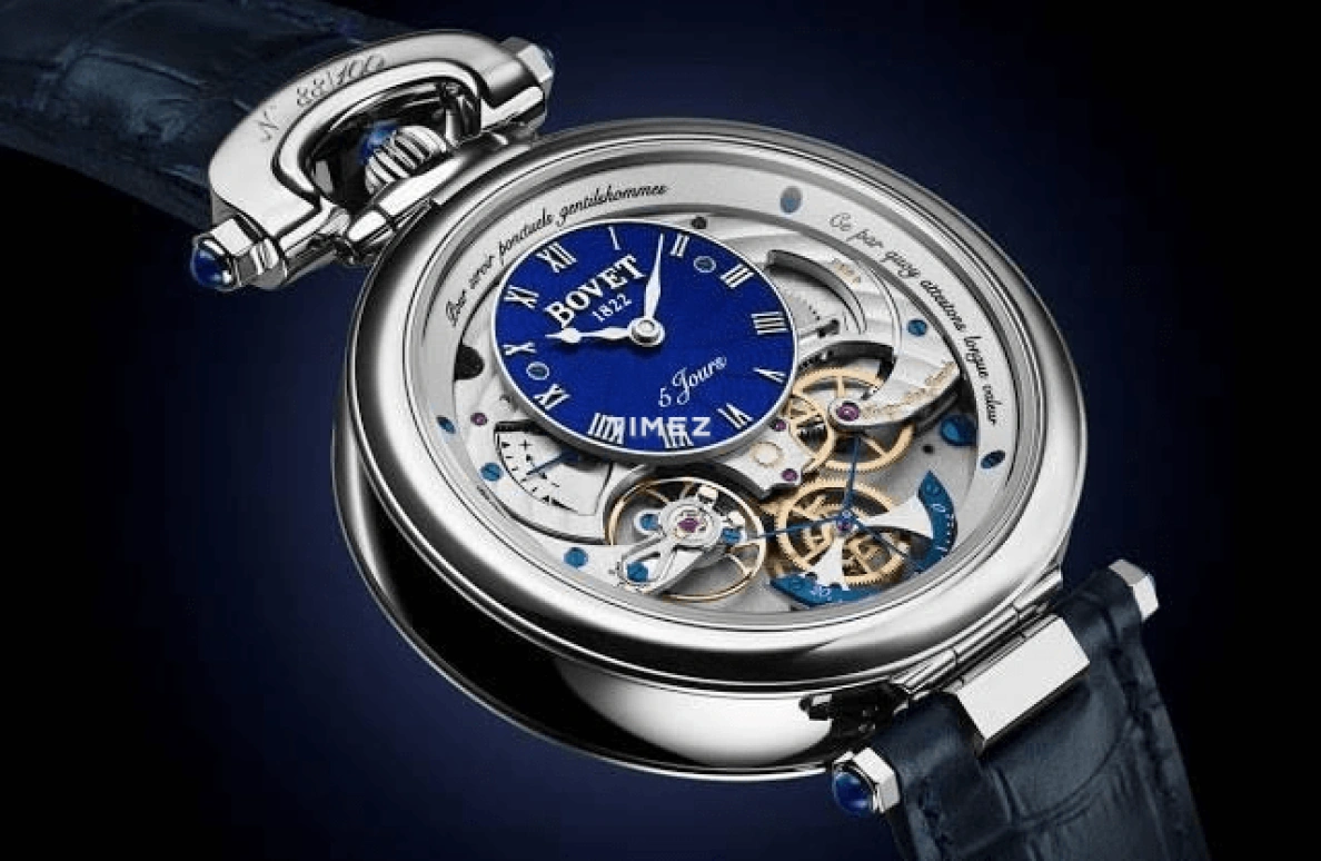 Bovet,Fleurier 43.50mm,43.50mm,White Gold,Blue,Handwound,Power Reserve Indicator,Flyback,Retrograde,ACHS016