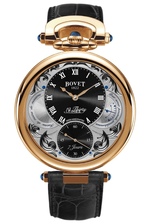 Bovet,Fleurier 42mm,42mm,Rose Gold,Black,Skeleton,Handwound,Power Reserve Indicator,Sapphire,Crystal Glass,NTR0031