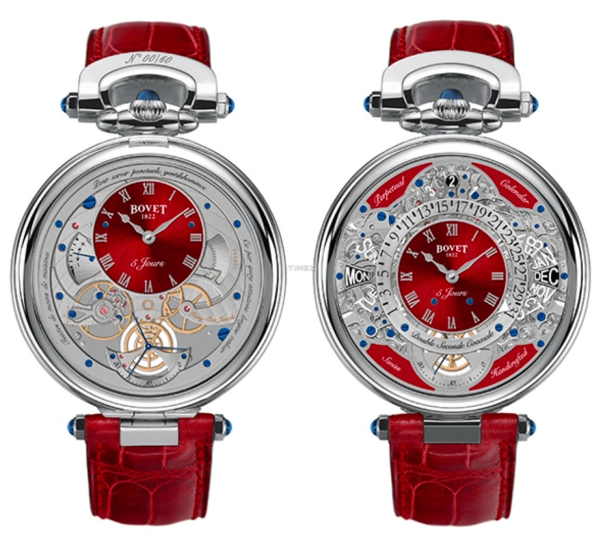 Bovet,Fleurier 43.30mm,43.30mm,White Gold,Skeleton,Handwound,Annual Calendar,Month,Date,Day,Sapphire,Crystal Glass,Round,ACQPR012