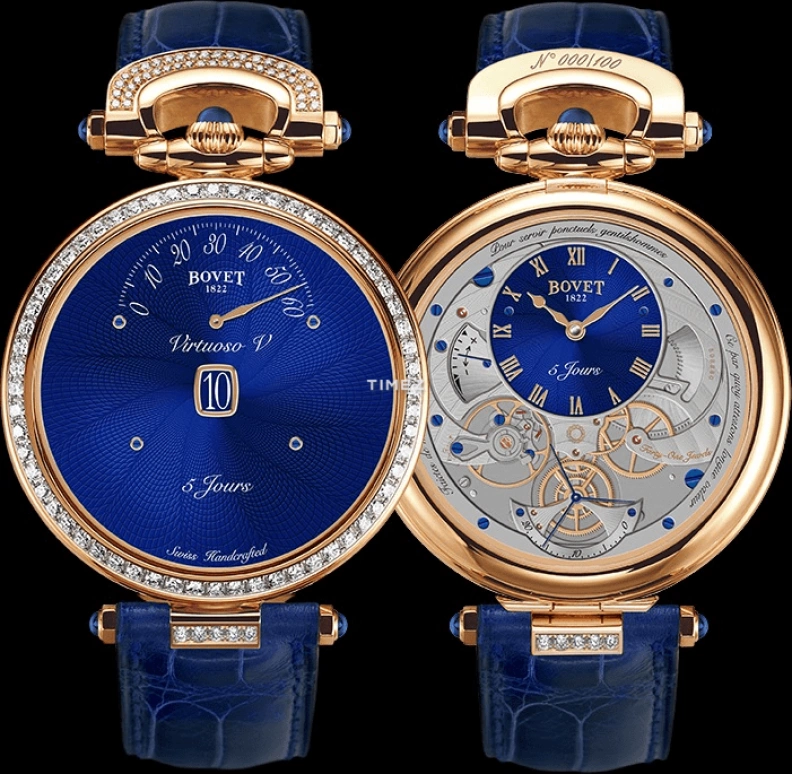 Bovet,Fleurier 43.50mm,43.50mm,Rose Gold,Blue,Handwound,Day,Power Reserve Indicator,Flyback,ACHS025,ACHS025-SD123