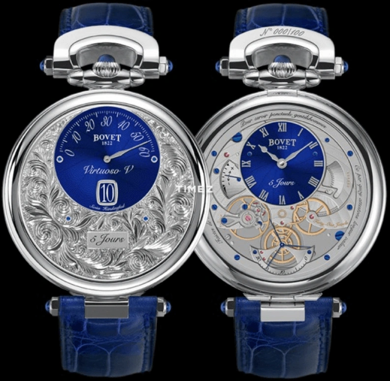 Bovet,Fleurier 43.50mm,43.50mm,White Gold,Silver,Grey,Handwound,Day,Power Reserve Indicator,ACHS024
