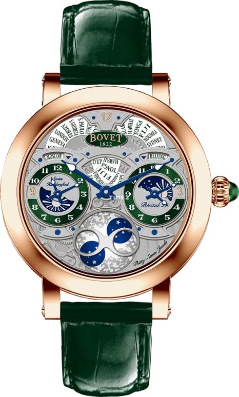 Bovet,Dimier 46.30mm,46.30mm,Rose Gold,Silver,Grey,Handwound,Moonphase,Power Reserve Indicator,Dule Time,R270007