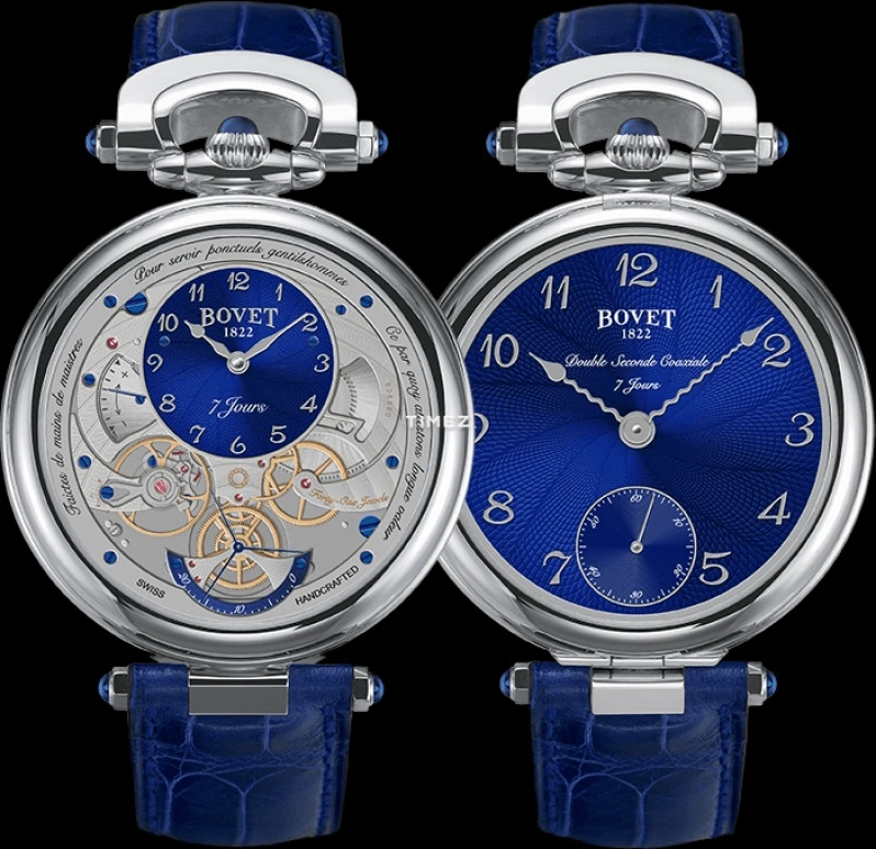 Bovet,Fleurier 43mm,43mm,White Gold,Skeleton,Blue,Handwound,Power Reserve Indicator,Sapphire,Crystal Glass,AI43018
