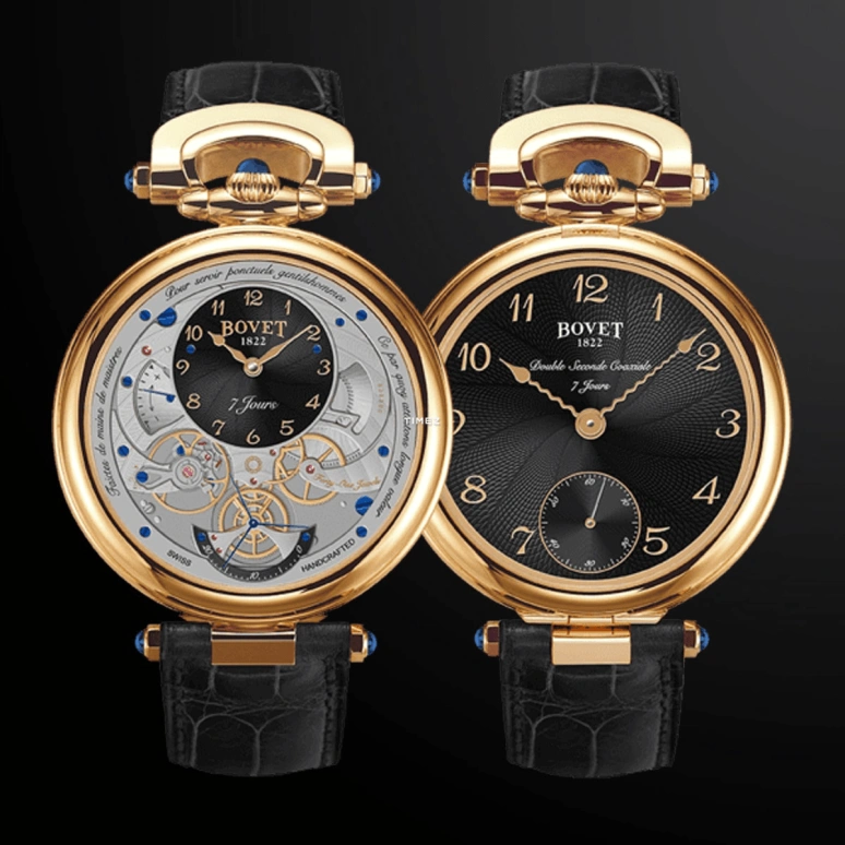 Bovet,Fleurier 43mm,43mm,Rose Gold,Skeleton,Black,Handwound,Power Reserve Indicator,Sapphire,Crystal Glass,AI43021