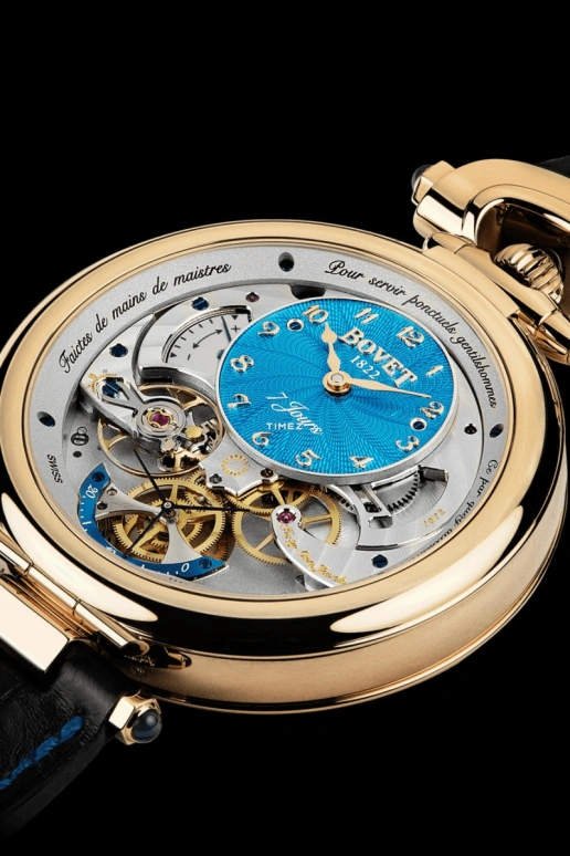 Bovet,Fleurier 43mm,43mm,Red Gold,Blue,Handwound,Power Reserve Indicator,Sapphire,Crystal Glass,AI43031