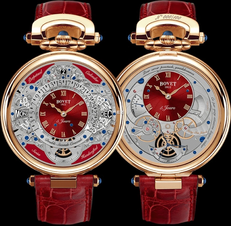 Bovet,Fleurier 43.30mm,43.30mm,Rose Gold,Skeleton,Handwound,Annual Calendar,Month,Date,Day,Sapphire,Crystal Glass,Round,ACQPR015