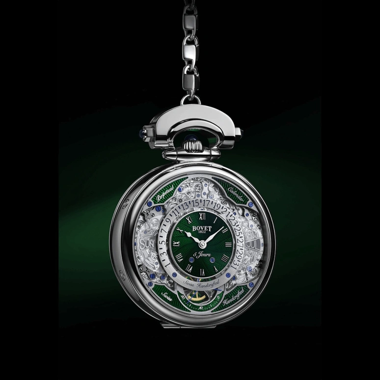 Bovet,Fleurier 43.30mm,43.30mm,White Gold,Skeleton,Handwound,Annual Calendar,Month,Date,Day,Sapphire,Crystal Glass,Round,ACQPR014