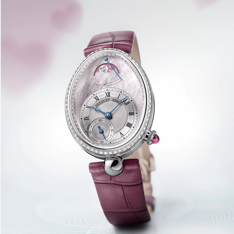 Breguet,Reine de Naples 28.45mm,28.45mm,White Gold,Pink,Automatic,Moonphase,Power Reserve Indicator,8905BB,8905BB/W2/964/D00D
