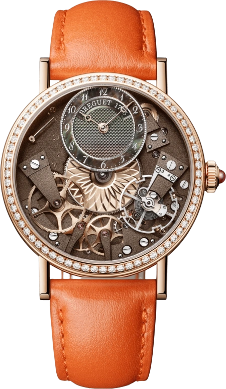 Breguet,Tradition 37mm,37mm,Rose Gold,Brown,Automatic,Power Reserve Indicator,50hours,7038BR,7038BR/CT/3V6/D00D