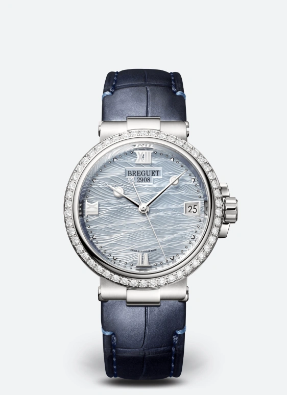 Breguet,Marine 33.80mm,33.80mm,White Gold,Luminous,Blue,Automatic,38hours,In-house Caliber,9518BB,9518BB/V2/984/D000