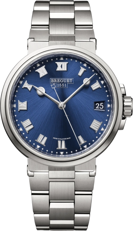 Breguet,Marine 40mm,40mm,Titanium,Blue,Automatic,Date,55hours,5517TI,5517TI/Y1/TZ0