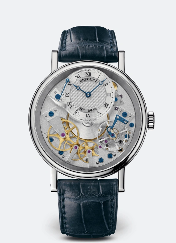 Breguet,Tradition 40mm,40mm,White Gold,Silver,Handwound,Power Reserve Indicator,50hours,7057BB,7057BB/11/9W6