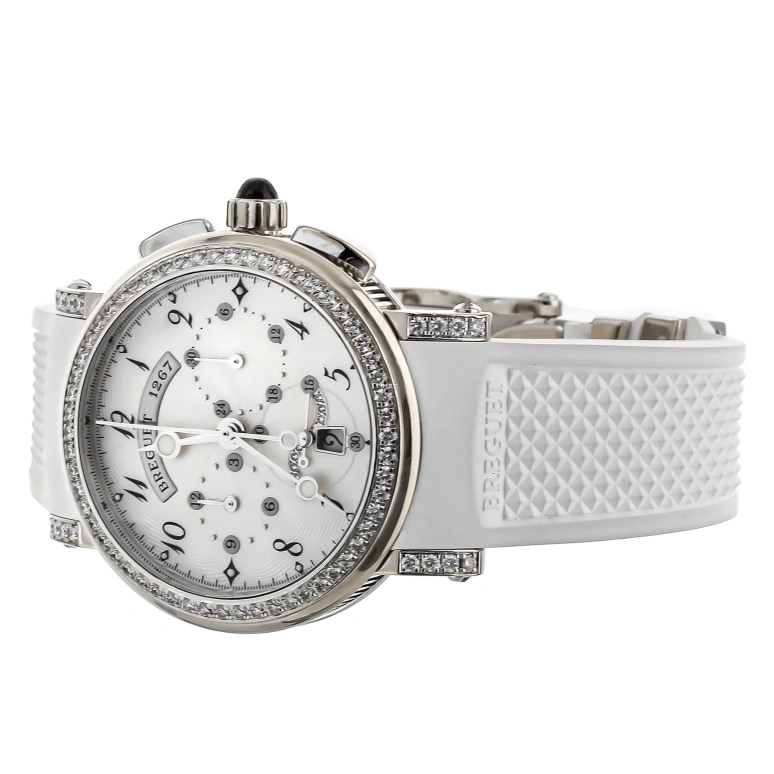 Breguet,Marine 34.60mm,34.60mm,White Gold,Silver White,Automatic,Chronograph,Day,Big Date,8828BB,8828BB/5D/586/DD00