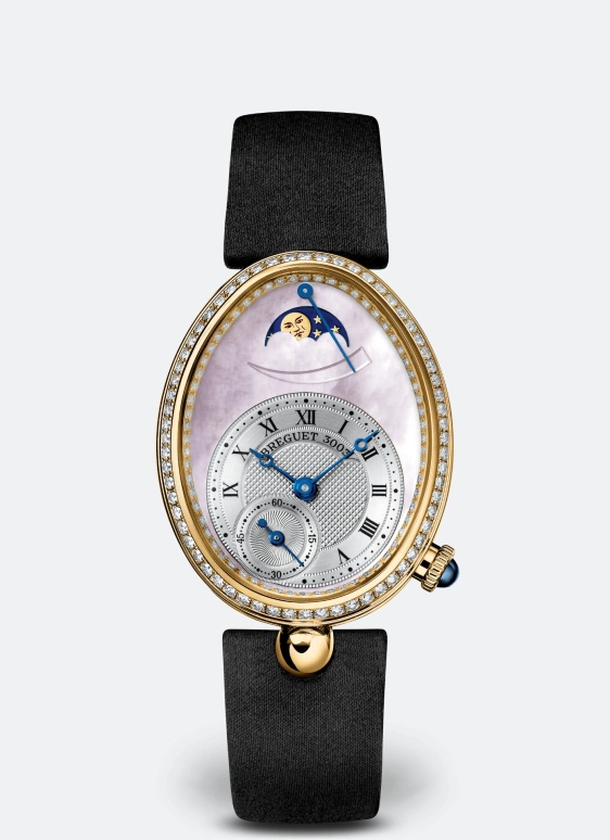 Breguet,Reine de Naples 28.45x36.50mm,28.45x36.50mm,Yellow Gold,Blue,Automatic,In-house Caliber,Sapphire,Crystal Glass,8908BA,8908BA/V2/864/D00D