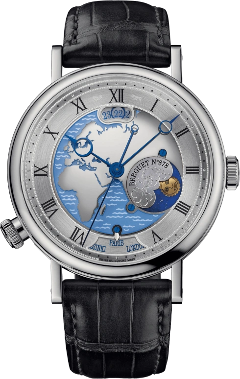 Breguet,Classique 43mm,43mm,Platinum,Blue,Automatic,Day,Dule Time,Day / Night Indication,5717PT,5717PT/EU/9ZU